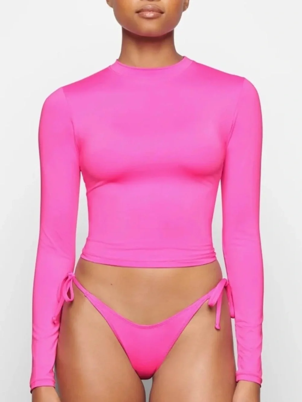 🔥SKIMS Longsleeve Swim in TAFFY Size MEDIUM